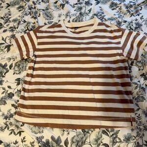 Old Navy Brown and White Striped Tee